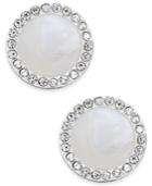 Inc International Concepts Silver-tone Imitation Mother Of Pearl Button Stud Earrings, Only At Macy's