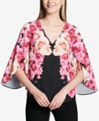 Calvin Klein Floral-print Angel-sleeve Top