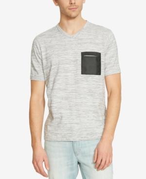 Kenneth Cole Reaction Men's Distressed Stripe V-neck Pocket T-shirt
