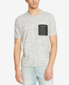 Kenneth Cole Reaction Men's Distressed Stripe V-neck Pocket T-shirt