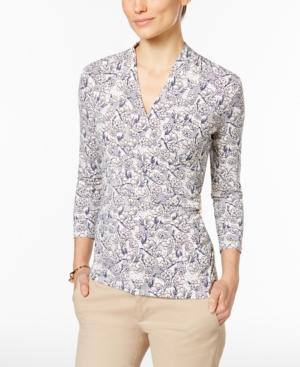 Charter Club Floral-print Crossover Top, Only At Macy's