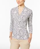 Charter Club Floral-print Crossover Top, Only At Macy's