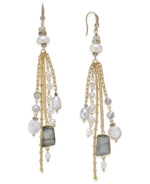 Paul & Pitu Naturally 14k Gold-plated Multi-stone Imitation Pearl Drop Earrings