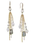 Paul & Pitu Naturally 14k Gold-plated Multi-stone Imitation Pearl Drop Earrings