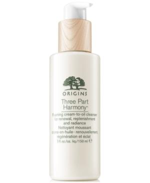 Origins Three Part Harmony Foaming Cream-to-oil Cleanser For Renewal, Replenishment And Radiance, 5 Oz