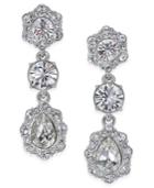 Givenchy Silver-tone Crystal Triple Drop Earrings