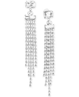 Steve Madden Silver-tone Crystal Fringe Chandelier Earrings