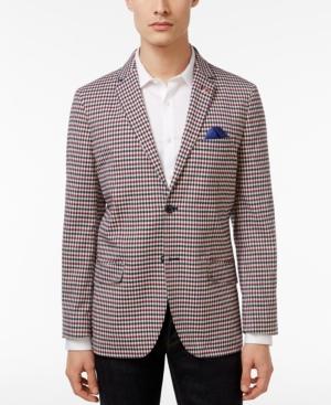 Ben Sherman Men's Slim-fit Red And Navy Check Sport Coat