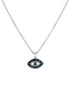 Sterling Silver Necklace, Blue Diamond And White Diamond Accent Evil Eye Pendant (1/6 Ct. T.w.)
