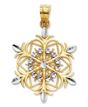 14k Gold And Sterling Silver Charm, Snowflake Charm