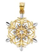 14k Gold And Sterling Silver Charm, Snowflake Charm