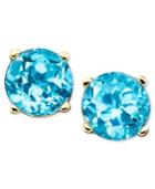 14k Gold Blue Topaz Stud Earrings
