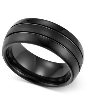 Triton Men's Ring, 8mm Black Tungsten 3-row Wedding Band