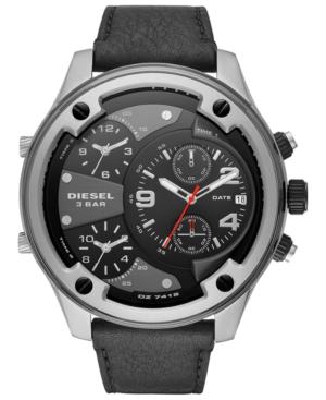 Diesel Men's Boltdown Black Leather Strap Watch 56mm