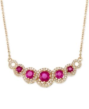 Rare Featuring Gemfields Certified Ruby (1-5/8 Ct. T.w.) And Diamond (3/8 Ct. T.w.) Fancy Statement Necklace In 14k Gold, Created For Macy's