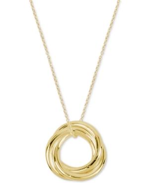 Touch Of Silver Interlocking Ring Pendant Long Necklace In Silver Plated Brass And Gold Plated Brass