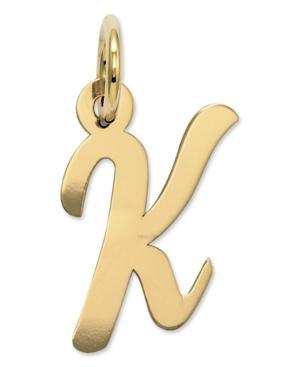 14k Gold Charm, Small Script Initial K Charm