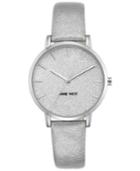 Nine West Women's Glitter Silver-tone Imitation Leather Strap Watch 36mm Nw-1959svsv