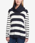 Tommy Hilfiger Cowl-neck Rugby Striped Sweater, Created For Macy's
