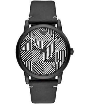 Emporio Armani Men's Black Leather Watch 43mm