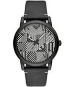 Emporio Armani Men's Black Leather Watch 43mm