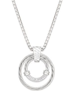 Diamond Double Circle Pendant Necklace (1/5 Ct. T.w.) In Sterling Silver