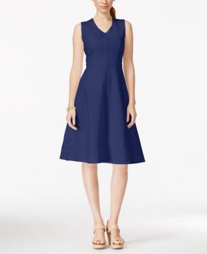 Ny Collection Petite Seamed Fit & Flare Dress, Only At Macy's