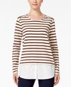 Style & Co. Petite Layered-look Striped Top, Only At Macy's