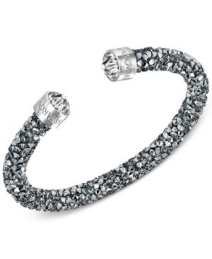 Swarovski Silver-tone Black Crystal And Crystaldust Open Cuff Bracelet