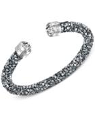 Swarovski Silver-tone Black Crystal And Crystaldust Open Cuff Bracelet