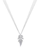 Inc International Concepts Silver-tone Pave Leaf Triple Row Pendant Necklace, Only At Macy's