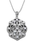 Giani Bernini Cubic Zirconia Scalloped Filigree Heart Locket 18 Pendant Necklace In Sterling Silver, Created For Macy's