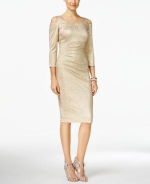 Inc International Concepts Metallic Cold-shoulder Sheath Dress, Only At Macy's