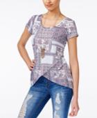 Ultra Flirt Juniors' Printed Tulip-hem T-shirt