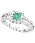 Emerald (1/3 Ct. T.w.) & Diamond (1/3 Ct. T.w.) Ring In 14k White Gold