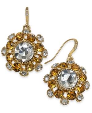 Charter Club Gold-tone Stone & Crystal Cluster Pinwheel Cluster Drop Earrings, Created For Macy's