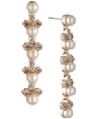 Givenchy Gold-tone Imitation Pearl & Crystal Linear Drop Earrings