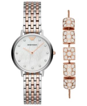 Emporio Armani Women's Dress Two-tone Stainless Steel Bracelet Watch 32mm Gift Set