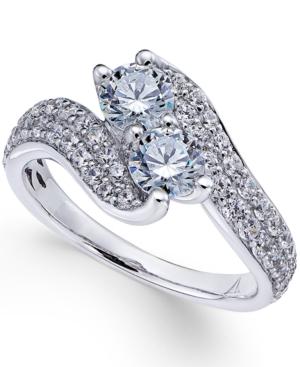 Diamond Double Stone Engagement Ring (1-1/2 Ct. T.w.) In 14k White Gold
