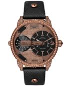 Diesel Men's Mini Daddy Black Leather Strap Watch 46x54mm