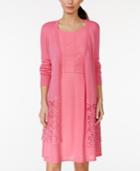 Ny Collection Crochet Lace Trim Open Cardigan