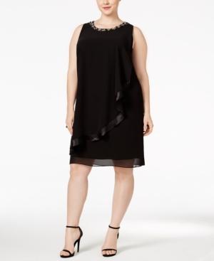 Sl Fashions Plus Size Embellished Overlay Dress