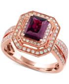 Bordeaux By Effy Rhodolite Garnet (1-5/8 Ct. T.w.) And Diamond (3/8 Ct. T.w.) Double Frame Ring In 14k Rose Gold