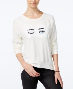 Hybrid Juniors' Wink Reversible Sequin Graphic Sweatshirt