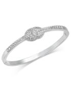 Charter Club Silver-tone Knotted Crystal Bangle Bracelet, Created For Macy's