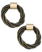 Thalia Sodi Medium Gold-tone Black Twisted Chain Circle Earrings, 1.1, Created For Macy's