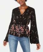 American Rag Juniors' Printed Bell-sleeve Blouse, Created For Macy's