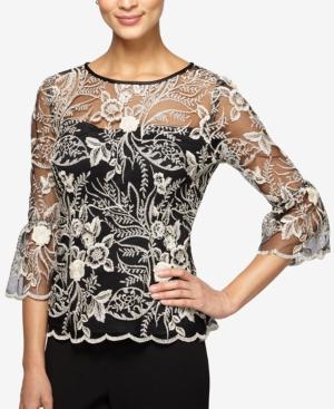 Alex Evenings Embroidered Illusion Top