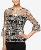 Alex Evenings Embroidered Illusion Top