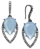 Inc International Concepts Hematite-tone Pave & Blue Stone Drop Earrings, Created For Macy's